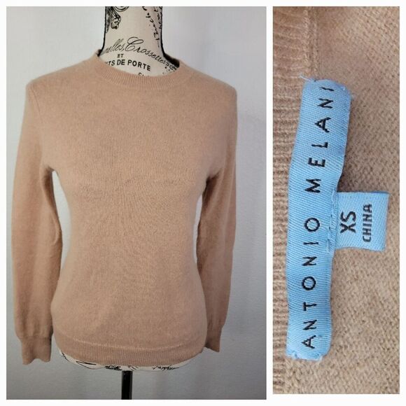 Antonio Melani Sweater SZ XS Womens 100% Cashmere Crewneck Fitted Long Sleeves - Picture 1 of 7